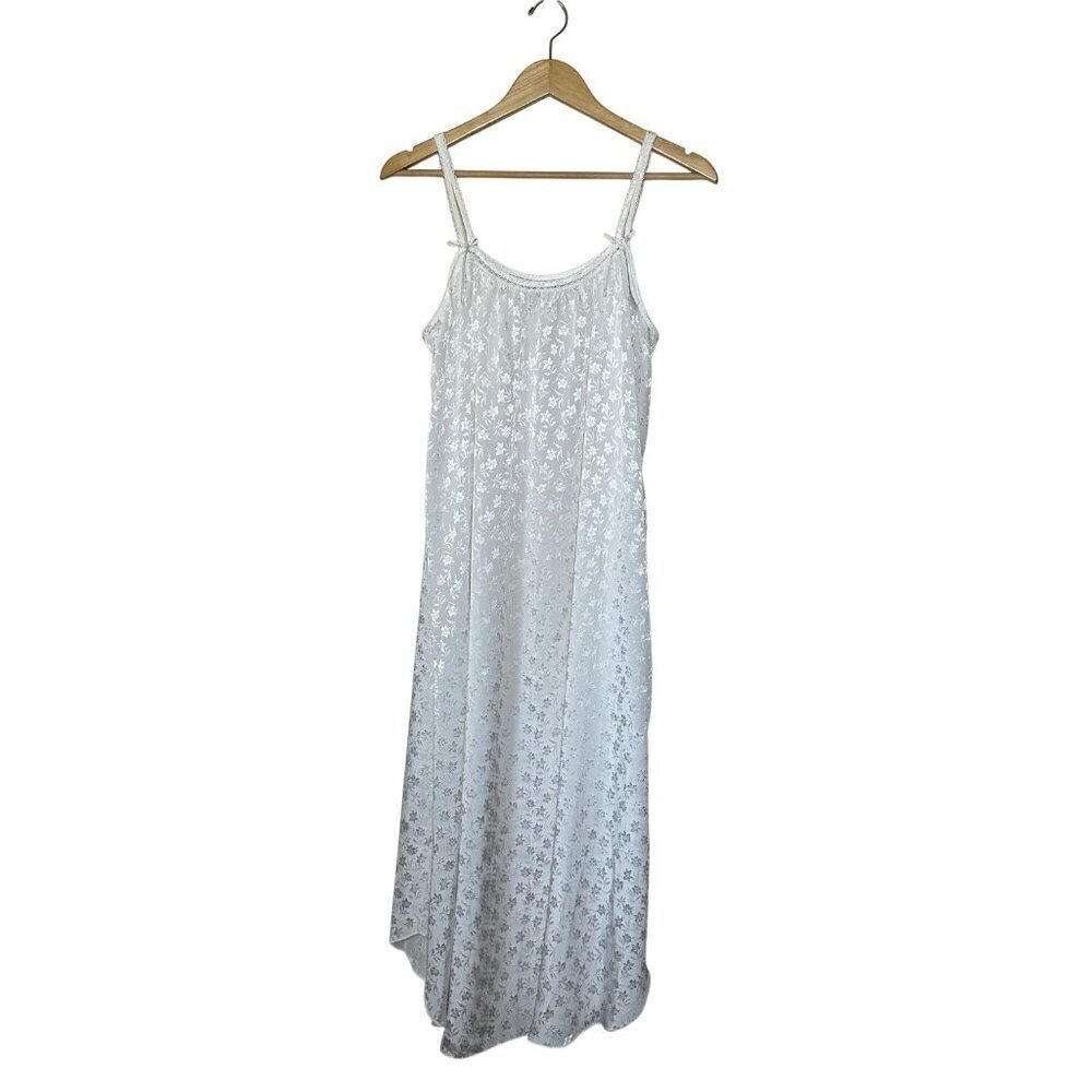 VTG Oscar de la Renta Floral Satin Slip Dress White Womens Size M Cottagecore